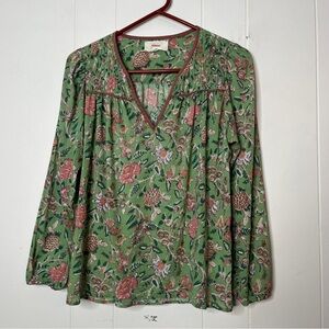 XiRENA Emryn Jade Green Floral Blouse Top Long Sleeve Size XS